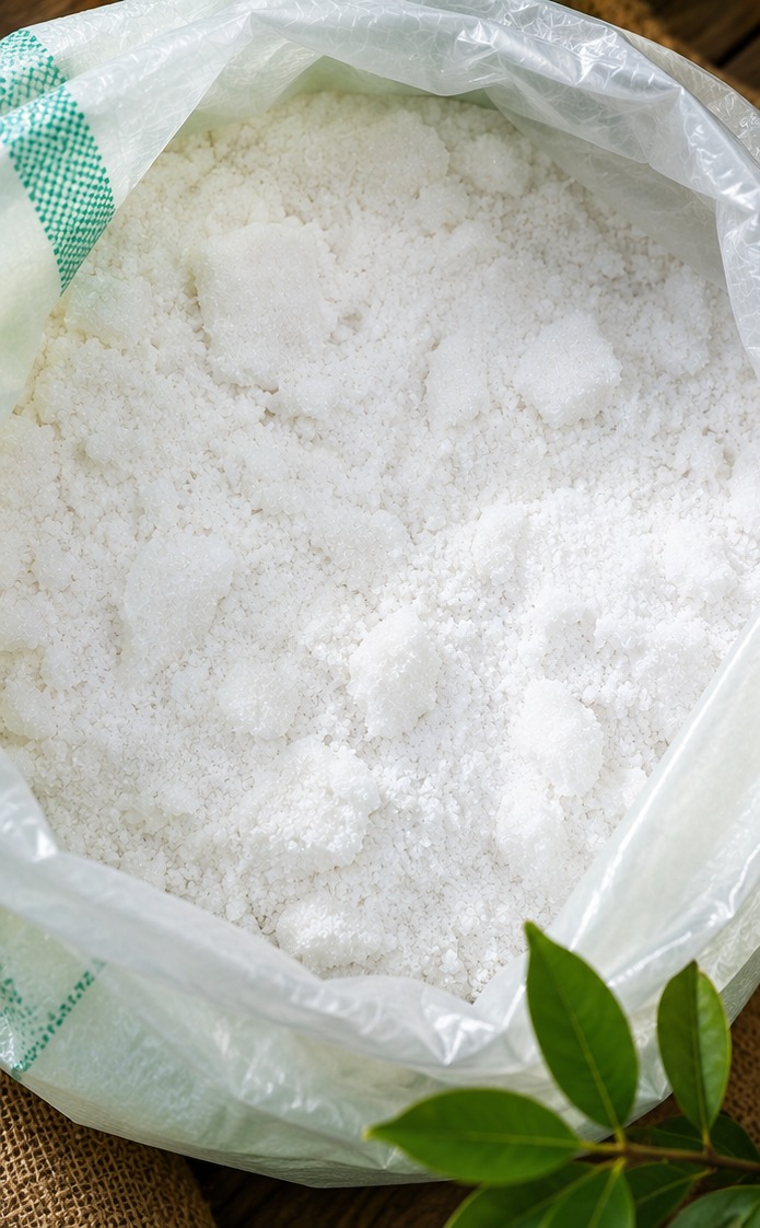 Real bulk ammonium sulfate in opened bag